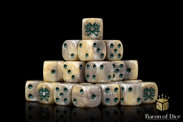 Baron of Dice - Skeleton Rune 16mm Round Corner Dice (25)