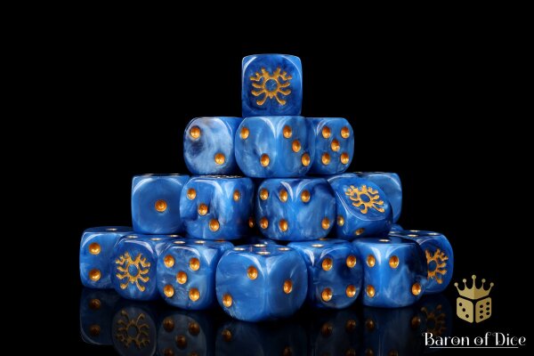 Baron of Dice - Entombed Skeleton Rune 16mm Round Corner Dice (25)