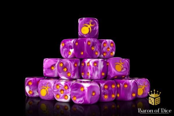 Baron of Dice - Gluttony, Gold Inlay 16mm Round Corner Dice (25)