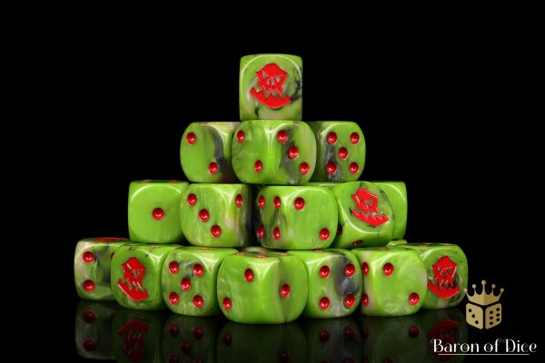 Baron of Dice - Orc, OG, Red 16mm Round Corner Dice (25)