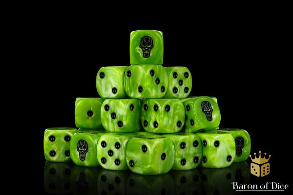 Baron of Dice - Day of the Dead, Skull 16mm Round Corner Dice (25)