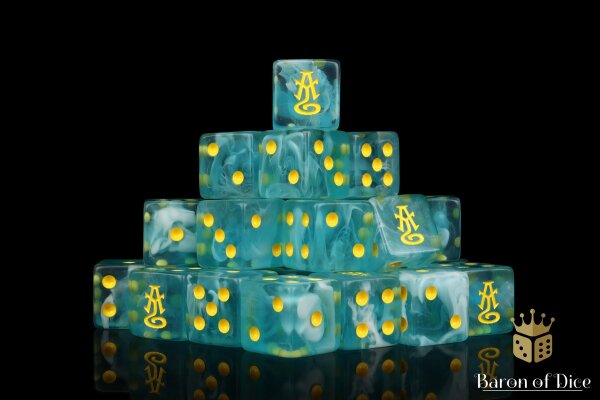 Baron of Dice - High Elves, Elvish Blue 16mm Square Corner Dice (25)