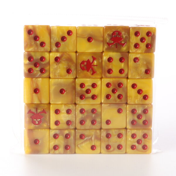 Baron of Dice - Helmet (Red / Yellow) 16mm Square Corner Dice (25)