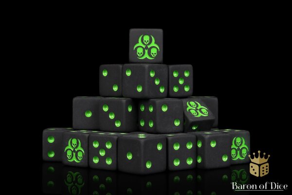 Baron of Dice - Black Plague 16mm Square Corner Dice (25)