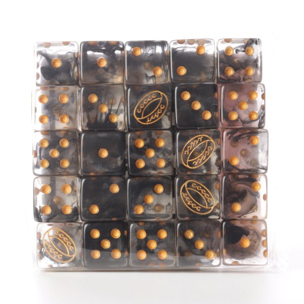 Baron of Dice - Translucent Gold Ring 16mm Square Corner Dice (25)