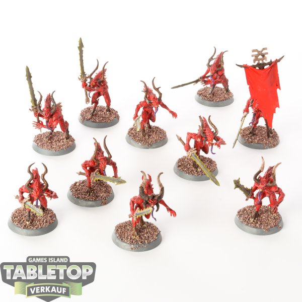 Chaos Daemons - 10 Daemons Of Khorne Bloodletters - bemalt