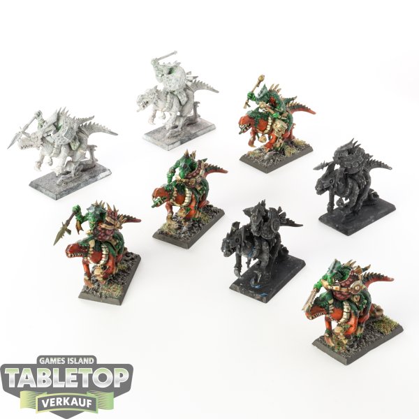 Lizardmen - 8 x Saurus Cavalry klassisch - teilweise bemalt