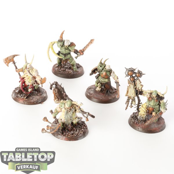 Maggotkin of Nurgle - 5 Putrid Blightkings - bemalt