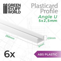 Green Stuff World - ABS Plasticard U-profile - 5x2.5mm