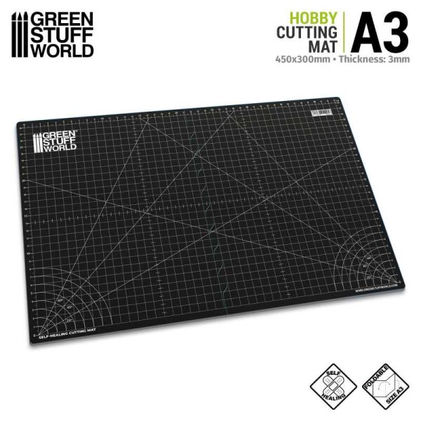 Green Stuff World - BLACK Cutting Mat A3