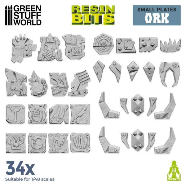 Green Stuff World - 3D printed set - Small Ork plates