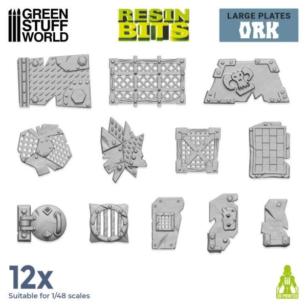 Green Stuff World - 3D printed set - Large Ork plates