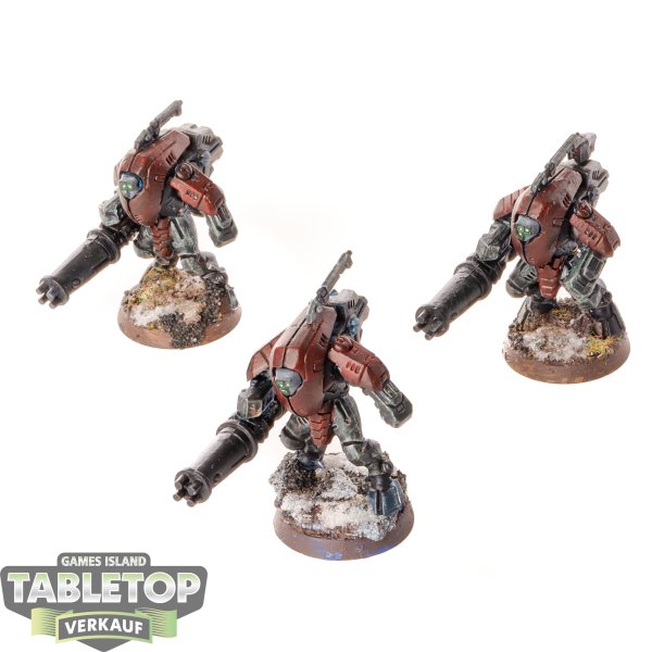 Tau Empire - 3 x XV25 Stealth Battlesuits - teilweise bemalt