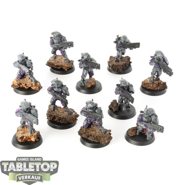 Tau Empire - 10 x Fire Warriors Breacher Team - bemalt