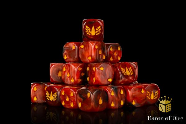 Baron of Dice - Blood Soaked Angels 16mm Round Corner Dice (25)