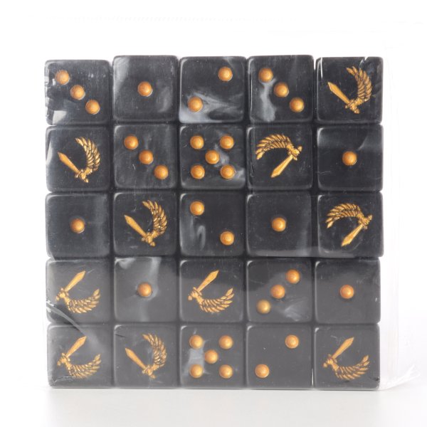 Baron of Dice - Winged Sword (Black / Gold) 16mm Square Corner Dice (25)