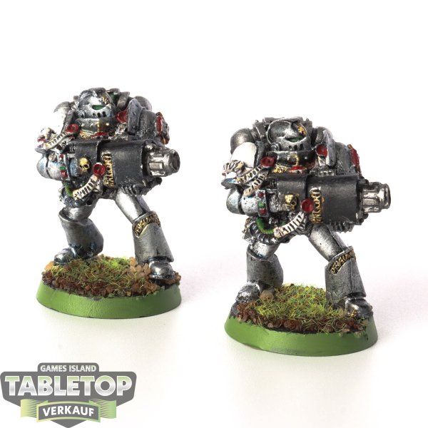 Grey Knights - 2 x Grey Knight with Psycannon - bemalt