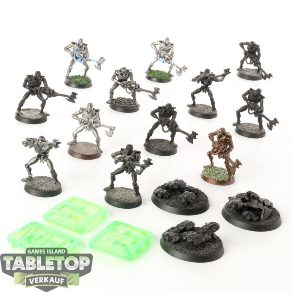 Necrons - 12x Necron Warriors & 3x Scarabs - klassisch - teilweise bemalt