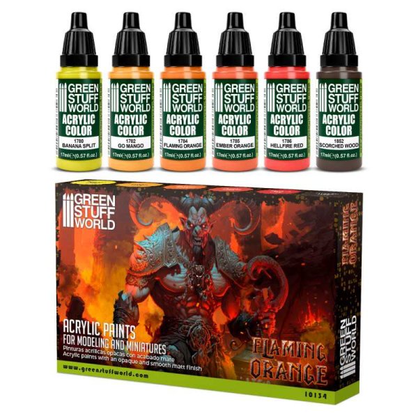 Green Stuff World - Paint Set - Flaming Orange