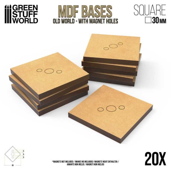 Green Stuff World - MDF Old World Bases - Square 30 mm