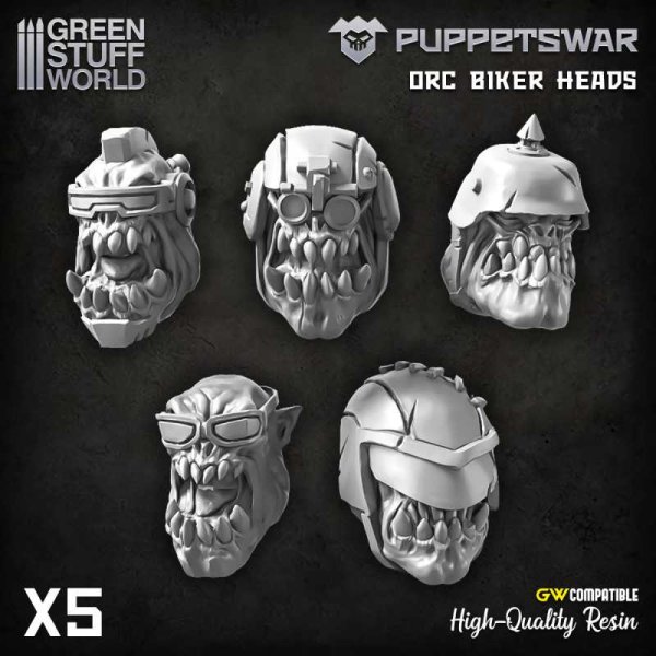 Green Stuff World - PuppetsWar - Ork Biker Helmets