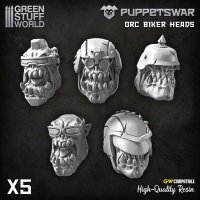 Green Stuff World - PuppetsWar - Ork Biker Helmets