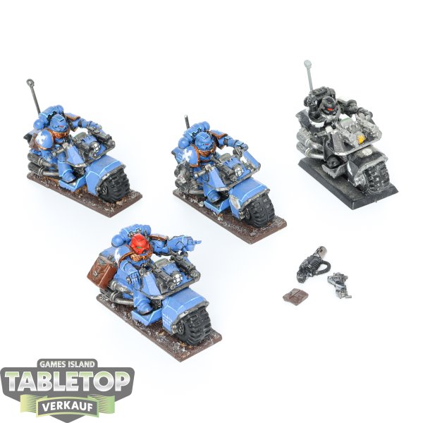 Space Marines - 4 x Bike Squad klassisch - teilweise bemalt