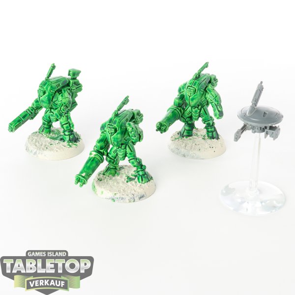 Tau Empire - 3 x XV25 Stealth Battlesuits - teilweise bemalt