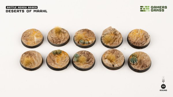 GamersGrass - Desert of Maahl Bases - Round 25mm (x10)