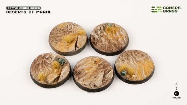 GamersGrass - Desert of Maahl Bases - Round 40mm (x5)