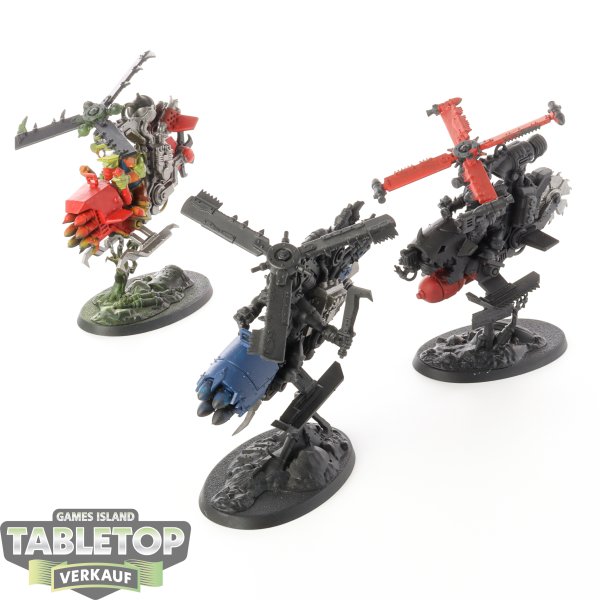 Orks - 3x Deffkoptas - teilweise bemalt