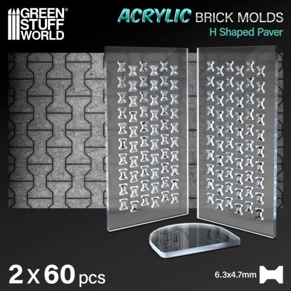 Green Stuff World - Acrylic molds - H Shaped Paver