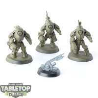 Tau Empire - 3 x XV25 Stealth Battlesuits - teilweise bemalt