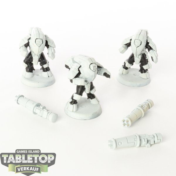 Tau Empire - 3 x XV25 Stealth Battlesuits - teilweise bemalt