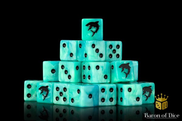 Baron of Dice - Carcharodon "Great White Shark" 16mm Square Corner Dice (25)