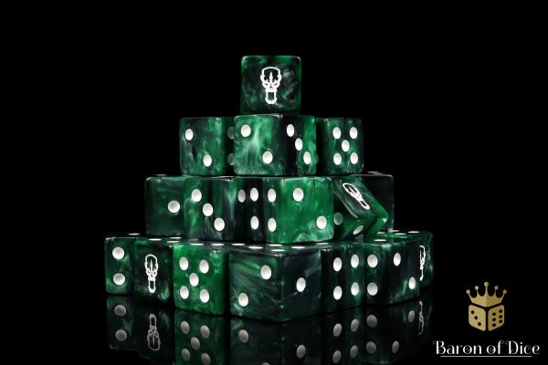 Baron of Dice - Tainted Knight, Green 16mm Square Corner Dice (25)