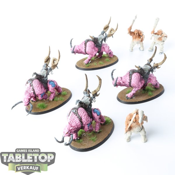 Ogor Mawtribes - 4x Mournfang Pack - teilweise bemalt