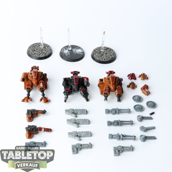 Tau Empire - 3 x XV8 Crisis Battlesuit Team klassisch - teilweise bemalt