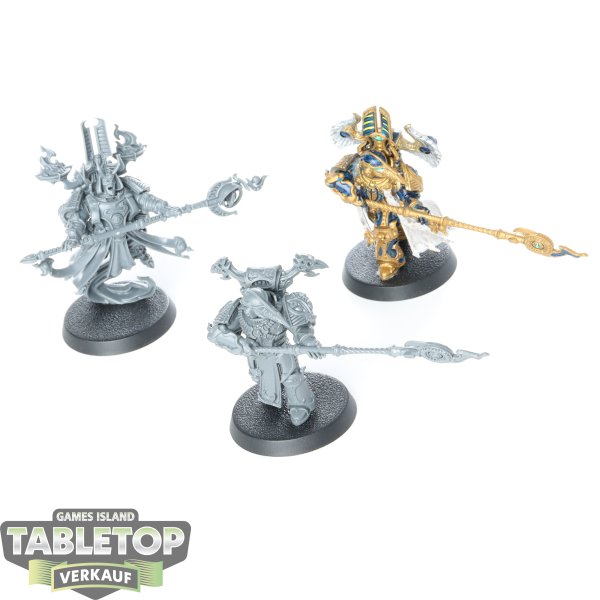 Thousand Sons - 3x Exalted Sorcerers - teilweise bemalt