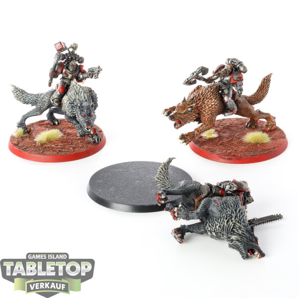 Space Wolves - 3 Thundewolf Cavallry - teilweise bemalt