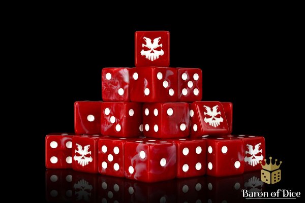 Baron of Dice - Red Butcher 16mm Square Corner Dice (25)