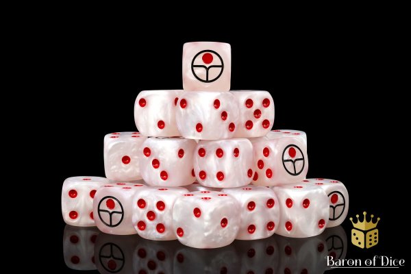 Baron of Dice - Universal Peace, White 16mm Round Corner Dice (25)