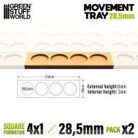 Green Stuff World - MDF Movement Trays 28.5mm 4x1 -...