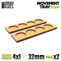 Green Stuff World - MDF Movement Trays 32mm 4x1 -...