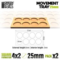 Green Stuff World - MDF Movement Trays 25mm 4x2 -...