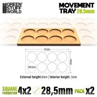 Green Stuff World - MDF Movement Trays 28.5mm 4x2 -...