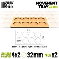 Green Stuff World - MDF Movement Trays 32mm 4x2 - Skirmish Lines