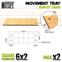 Green Stuff World - MDF Movement Trays - Slimfit Square 20 mm 6x2