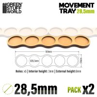 Green Stuff World - MDF Movement Trays - Skirmish AOS 28.5mm 5x1