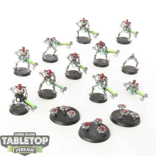 Necrons - 10 Necron Warrior klassisch, 3 Scarabs - bemalt